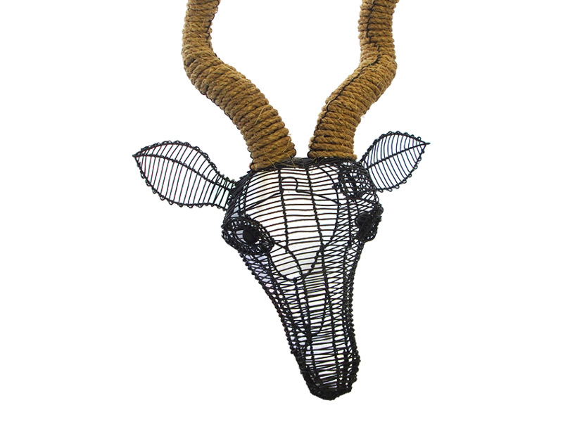 Kudu 55cm Wall Hanging - Black - Hessian Rope